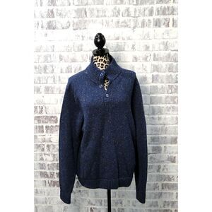 PATAGONIA Pullover Men Large Blue Sweater Henley Button Ribbed‎ Collared